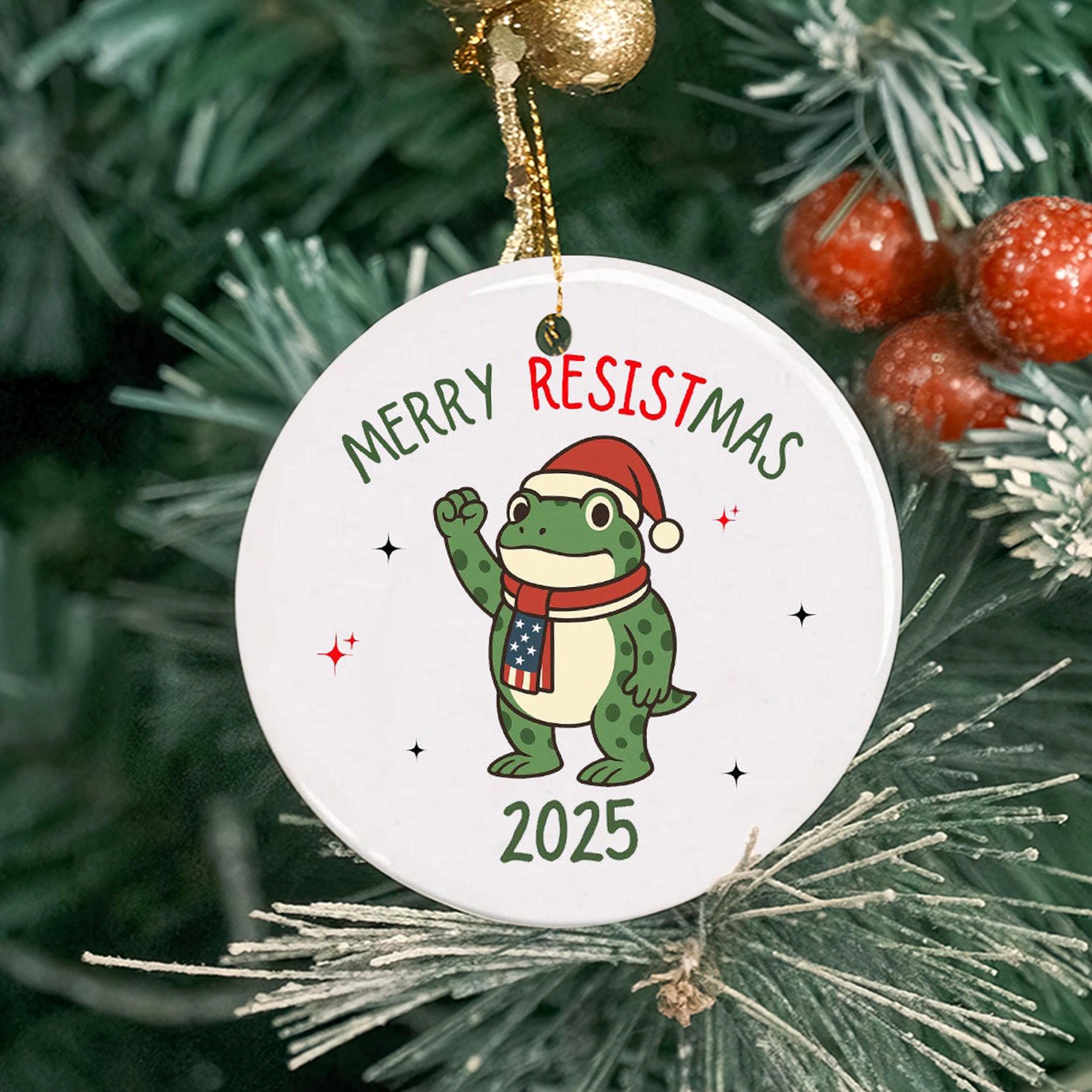 Merry ResISTmas 2025 Frog Ornament - 1