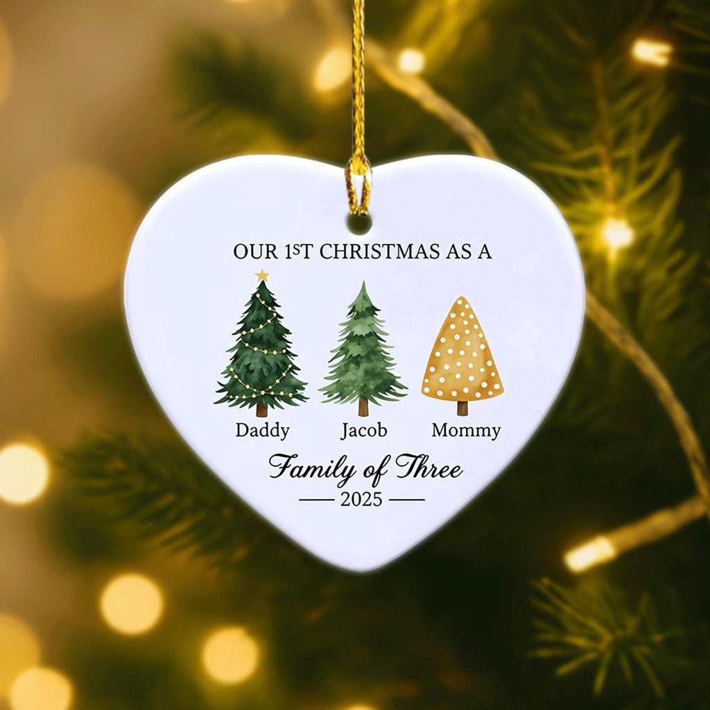 2025 Family of Three Ornament – Personalized - 1