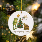 Frog Turtle Dragonfly Ceramic Ornament - 1